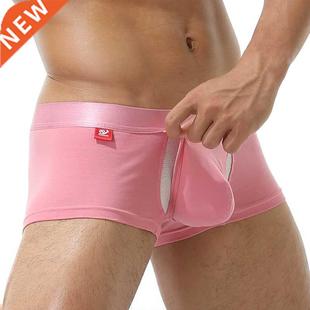 Boxers Men Cotton Underwear Open Pouch Homme Boxer Underpant