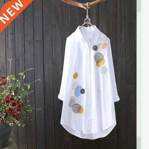New Women White Shirt 100% cotton Casual Wear Button Up Turn
