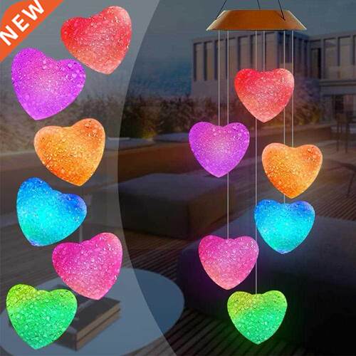 Love Solar Wnd Chme Lamp Led Colorful Love Heart