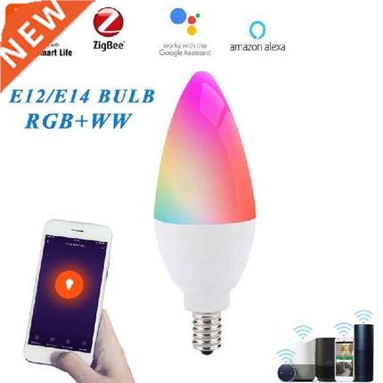 E12/E14 Tuya Zigbee 3.0 Smart Candle Bulb RGBCW 5W LED