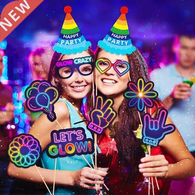 Luminous Fluorescent Theme Photo Booth Props Glow Party Nigh