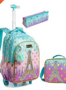 Children school Rolling Backpack Bag School Wheeled Backpack