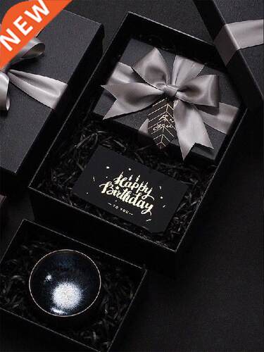 Ornaments Black Gift Box Ribbon Rectangle Elegant Designer