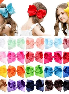 1pcs Big Grosgrain Ribbon 6 Inch Solid Hair Bows With Clips