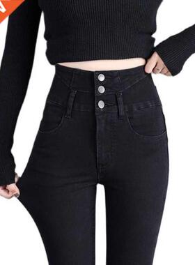 Spirng Vintage High Waist Black Jeans Women 2022 Push Up El
