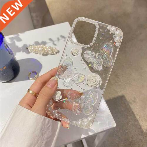 Qianliyao Cute 3D Bow Pearl Rose Phone Case For iPhone 13 12