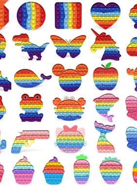 Rainbow Bubble Pop Push Fidget Toys Antisss Simple Dimple A