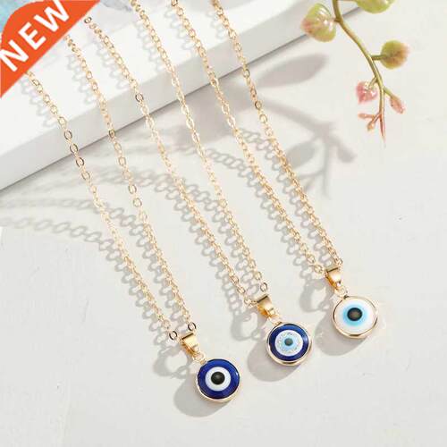 Classic Simple Turkish Crystal Evil Eyes Pendant Necklace Fo