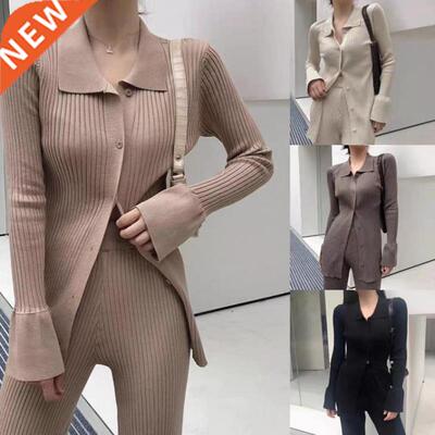 Knit Set Women New 2021 Spring Two Piece Outfits Long Sleeve