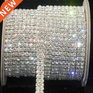 1Yard SS16 Clear Rhinestone Sew On Glue 2-Row Drill Chain