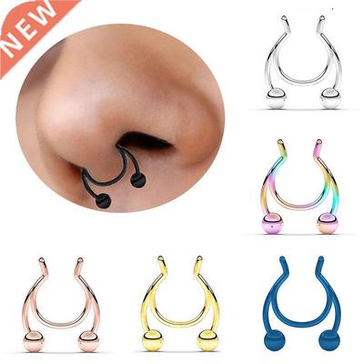 1PC Antler Shape Fake Nose Ring Clip Stainless Steel Nasal S
