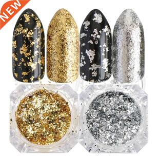1 Box Gold Silver Flakes Nail Glitter Aluminum Irregular Seq