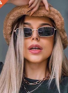 Classic Vintage Rectangle Sunglasses Woman Retro Shades Cand