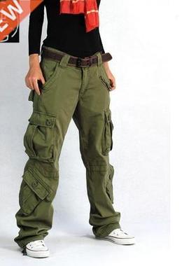 Women Cargo Pants Pocket Cotton Hip Hop Leisure Trousers Loo