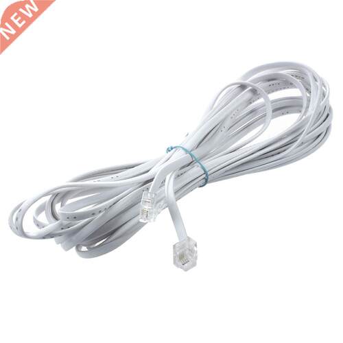 White RJ11 6P4C Modular Telephone Extenstion Lead Cable 6M 2