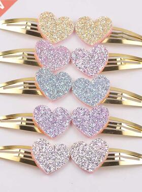 10pcs/lot Small Size Girls Hairclips Glitter Heart Birthday