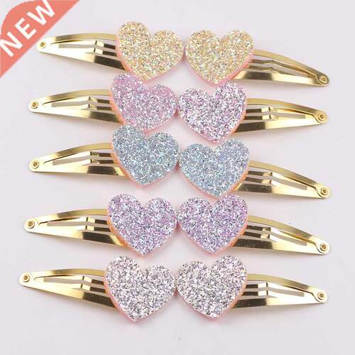 10pcs/lot Small Size Girls Hairclips Glitter Heart Birthday