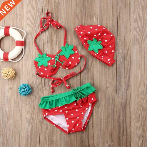Summer ay Girl Strawerry Printed Ruffled ikini Tankini S