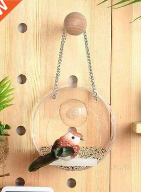 Bird Feeder Acrylic Transparent Window Bird Feeder Tray