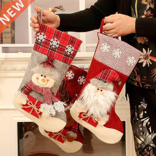 Christmas Stockings Socks Snowman Deer Hanging Xmas Tree