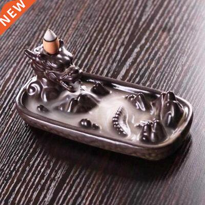 Ceramic Backflow Dragon Incense Burner Cones Stick Holder