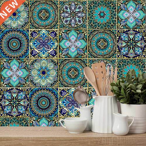 10pcs Mandala Pattern Matte Tile Floor Sticker Transfers Cov