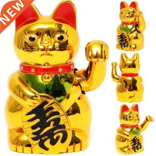 Gold Maneki Neko Cute Lucky Cat Electric Craft Art Home