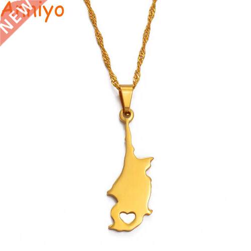 Anniyo Cyprus Country Map Pendant Necklaces Gold Color Jewe