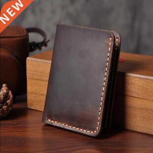 Handmade Vintage Crazy horse Genuine Leather Men Wallet Men