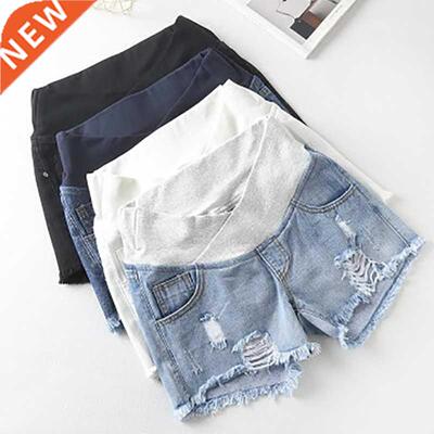 Pregnant Women's Shorts Summer Wear Low-Waisted Denim Shorts