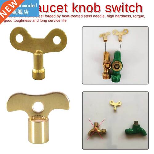 2Pcs Gold Tone Metal Water Tap Knob Switch Faucet Key For Ra