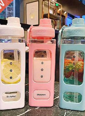 New Cle Sque Plastic Water Bottles With Straw Creative