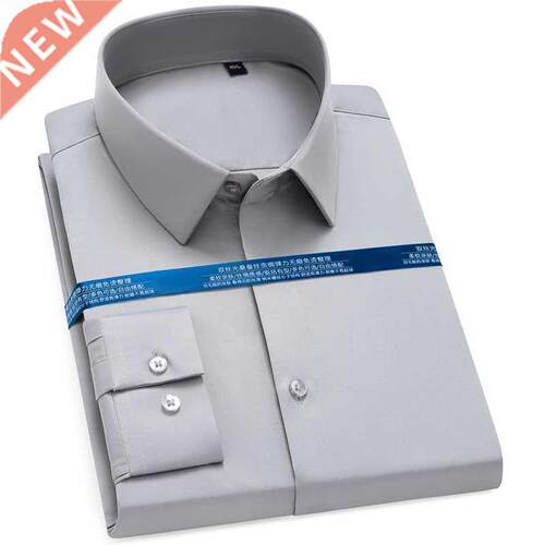 Men's Classic Sretchy Silky Non-iron Dress Shirt Pocketless
