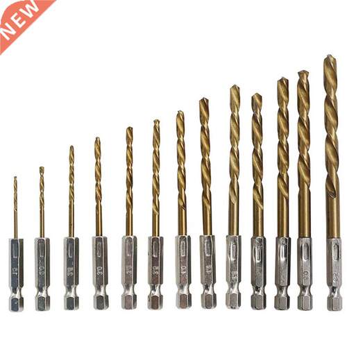 Titanium Coated Twist Drill Set 13pcs HSS Drill Bit With 1/4
