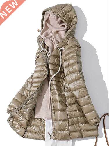 Woman Duck Down Jackets Autumn Winter Ultralight Hooded Wome