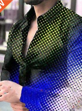 Whte Men Shrt Dgtal Prntng Gradent Plus Sze