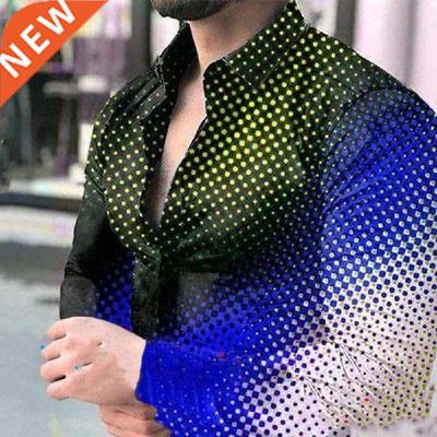 Whte Men Shrt Dgtal Prntng Gradent Plus Sze