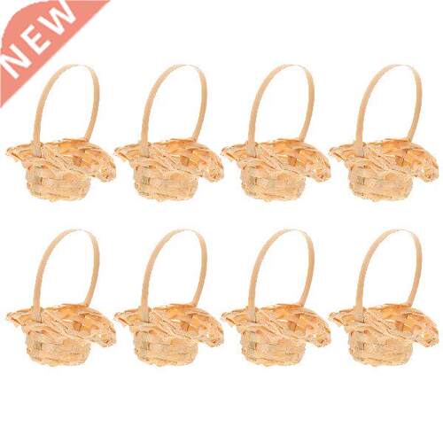 8pcs Woven Baskets Miniature Flower Basket with Handles