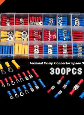 300Pcs Assorted Spade Terminals Insulated Cable Connector El