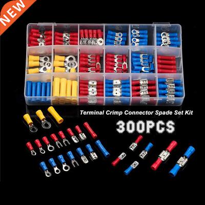 300Pcs Assorted Spade Terminals Insulated Cable Connector El
