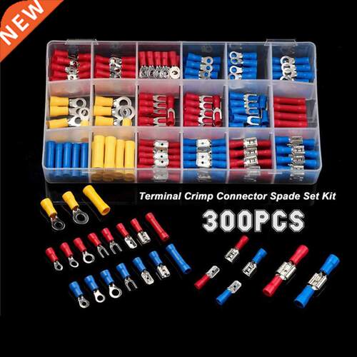 300Pcs Assorted Spade Terminals Insulated Cable Connector El