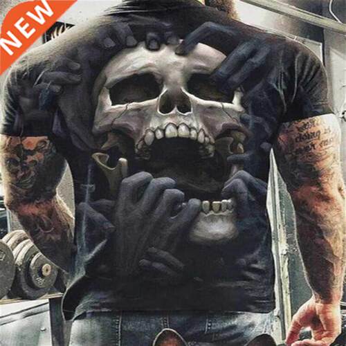 Fashion Ser Horror Skull D Print Men's T-Shirt O-Neck Sh