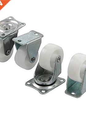 4 PCS White Fixed Top Plate Swivel Castor + Swivel Caster