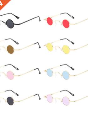 Multi Cor Lens Ultra Small Frame Sunglasses Retro Circle F