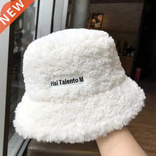 New Women Winter Hats Bucket Hats Soft Lamb Plush Soft Warm
