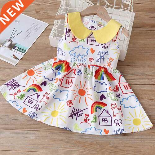 2022 Spring Summer Girls' Dress Cute Doll Collar Sleeveless