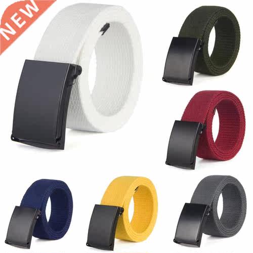 Fashion New Unisex Belt Black Alloy Buckle Solid Color Belt