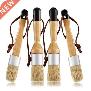 4 Pcs/Set Flat and Round Chalk Wax Paint Brushes Bristle Ste