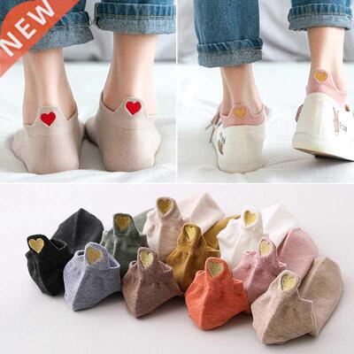 4 Pairs/Set Woman Cotton Ankle Socks Fashion Heart Embroider