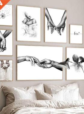 Nordic lack White Shoulder Kiss Hand Wall Art Poster Minim